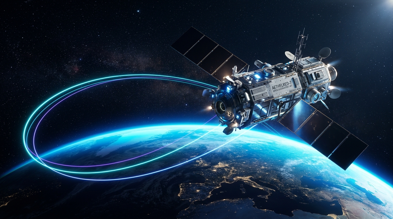 3D Space Satellite Orbiting Earth